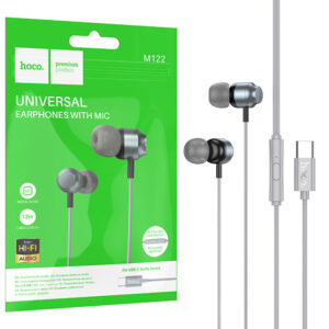 Hoco (M122) - Casti cu Fir, In Ear, USB-C, 1.2m, Mic & Volume Key, HiFi, Gray