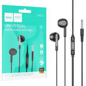 Hoco (M123) - Casti cu Fir, In Ear, 3.5mm, 1.2m, Mic & Volume Key, HiFi, Black