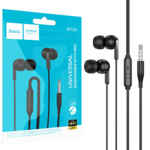 Hoco (M124) - Casti cu Fir, In Ear, 3.5mm, 1.2m, Mic & Volume Key, HiFi, Black