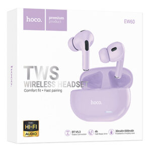 Hoco (EW60) - Casti Wireless, Ear Buds, BT 5.3, 150h StandBy, 300mAh, HiFi, Norman, Purple