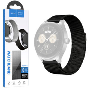 Hoco (WH02) - Curea metalica, pentru SmartWatch Universala, conectori 20 mm, Magnet, Stainless, Milanese Black