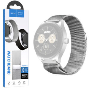 Hoco (WH02) - Curea metalica, pentru SmartWatch Universala, conectori 20 mm, Magnet, Stainless, Milanese Silver