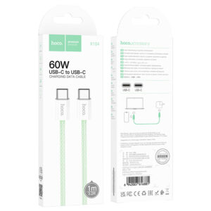 Hoco (X104) - Cablu Date si Incarcare, USB-C, PD60W, QC3.0, Braided, 1m | Green
