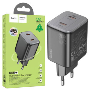 Hoco (N42) - Incarcator Retea, 45W, 2xUSB-C, PD, Black