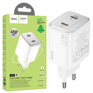 Hoco (N42) - Incarcator Retea, 45W, 2xUSB-A, White
