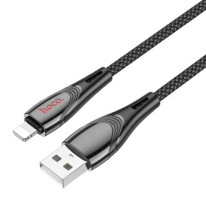 Hoco (U133) - Cablu Date si Incarcare, USB-A la Lightning, 2.4A, Braided, 1.2m, Black