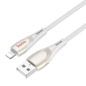Hoco (U133) - Cablu Date si Incarcare, USB-A la Lightning, 2.4A, Braided, 1.2m, Gray