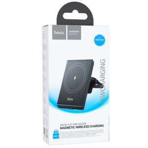 Hoco (HW19) - Suport auto cu incarcare wireless, cu MagSafe, Magnetic, Ventilatie, 15W, Fast Charging, Black
