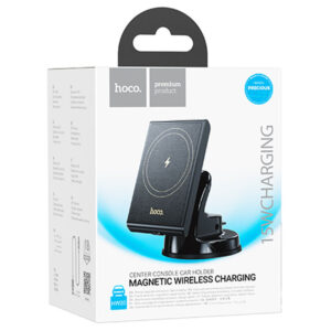 Hoco (HW20) - Suport Auto cu incarcare Wireless, 15, MagSafe, montaj Bord, cablu USB-C, 1m, MultiAngle, Black