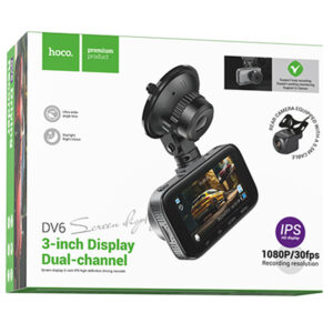 Hoco (DV6) - Camera Video pentru masina, HD 1080MPX, cu Display de 3 inchi (Fata + camera Spate) - Iron GRAY