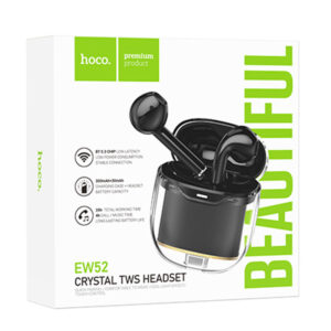 Hoco (EW52) - Casti Wireless, Ear Buds, BT 5.3, 180h StandBy, 300mAh, Crystal, Black