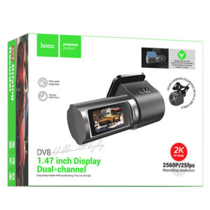 Hoco (DV8) - Camera Video pentru masina, HD 2K, cu mini LCD (Fata + Camera Spate), Black