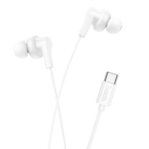 Hoco (M114) - Casti cu Fir, In Ear, USB-C, 1.2m, Mic & Volume Key, White