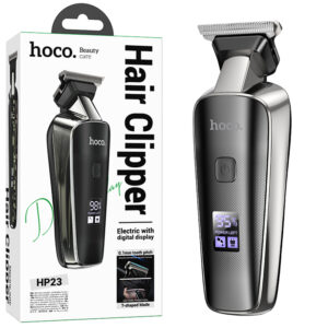 Hoco (HP23) - Aparat de tuns, Hair Clipper, Portabil, 600mAh, 7000RPM, Display LED, 2 distantiere, Metal PC, Diamond, Black