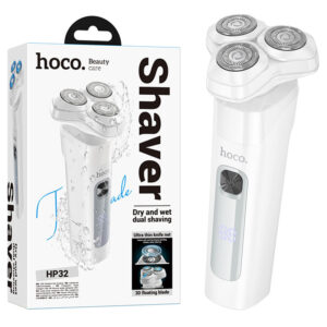 Hoco (HP32) - Aparat de barbierit, 3 rame rotative, MultiSpeed, 600mAh, Waterproof, White