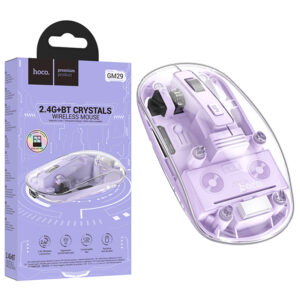 Hoco (GM29) - Mouse pentru PC/Laptop, Dual Mode BT / Wireless | Clear/Purple