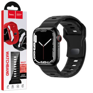 Hoco (WA27) - Curea silicon, pentru iWatch, Universal Size (42/44/45/49mm) - Flexibile Band, Stepped, Black