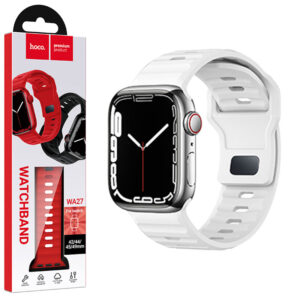 Hoco (WA27) - Curea silicon, pentru iWatch, Universal Size (42/44/45/49mm) - Flexibile Band, Stepped, White