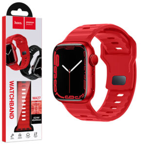 Hoco (WA27) - Curea silicon, pentru iWatch, Universal Size (42/44/45/49mm) - Flexibile Band, Stepped, Red