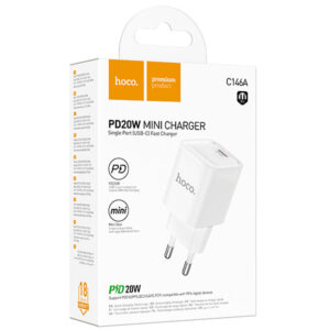 Hoco (C146A) » Incarcator Retea, PD20W, 1xUSB-C, FastCharge, WHITE