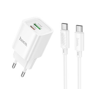 Hoco (C149A) - Incarcator Retea + Cablu USB-C, 1m, PD20W, 1xUSB-C, 1xUSB-A, White