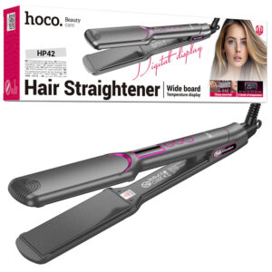 Hoco (HP42) » Placă electrică de îndreptat părul cu plăci late, temperatură reglabilă, afișaj digital, GRAY