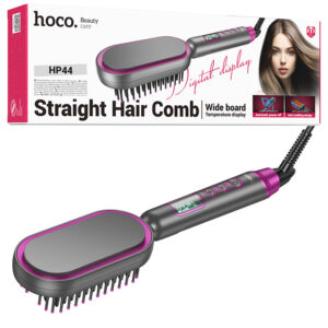 Hoco (HP44) » Perie electrică de îndreptat părul, temperatură reglabilă, afișaj digital, Rose RED
