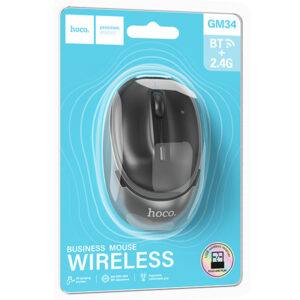 Hoco (GM34) - Mouse Dual, BT 5.0/ Wireless 2.4G, 1.600 DPI, 4D Button, Nuevo, Black/GRAY