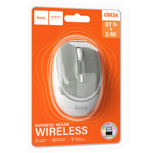 Hoco (GM34) - Mouse Dual, BT 5.0/ Wireless 2.4G, 1.600 DPI, 4D Button, Nuevo, Gray/WHITE