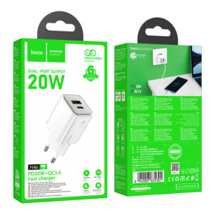 Hoco (N46) - Incarcator Retea, PD20W, 1xUSB-C, 1xUSB-A, White