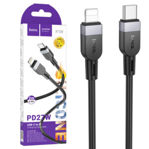 Hoco (X109) » Cablu Date si Incarcare, USB-C la Lightning, PD27W, QC3.0, 2m, BLACK
