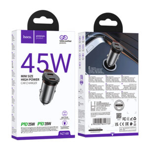 Hoco (NZ16B) - Incarcator Auto, PD45W, 2xUSB-C, Gray
