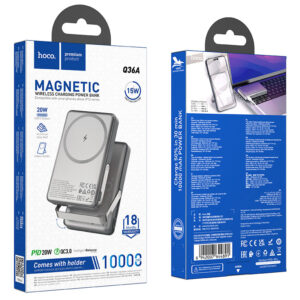 Hoco (Q36A) » PowerBank, Wireless, 10.000 Magsafe, 20W, 1xUSB-C, 1xUSB, PD, QC3.0, Fast, Metall/GRAY