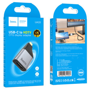 Hoco (UA33) » Adaptor OTG Transfer, USB-C la HDMI, Video Transfer, 4K, 30Hz, GRAY