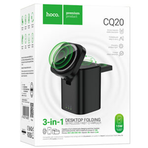 Hoco (CQ20) » Statie incarcare, 5W, Wireless, 3in1, iPhone/iWatch/AirPods, BLACK