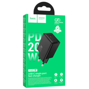 Hoco (N68) » Incarcator Retea, (PD20W) 5V, 3A, 1xUSB-C, FastCharge, BLACK