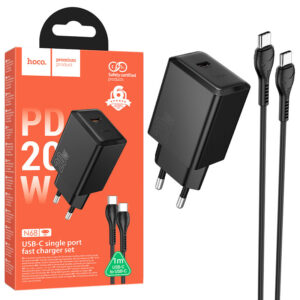 Hoco (N68) » Incarcator Retea + Cablu USB-C, 1m, (PD20W) 1xUSB-C, FastCharge, BLACK