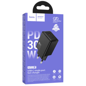 Hoco (N70) » Incarcator Retea, (PD30W) 5V, 3A, 1xUSB-C, FastCharge, BLACK