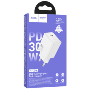 Hoco (N70) » Incarcator Retea, (PD30W) 5V, 3A, 1xUSB-C, FastCharge, WHITE