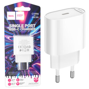 Hoco (C109A) » Incarcator Retea, (PD20W) 1xUSB-C, Fast, WHITE