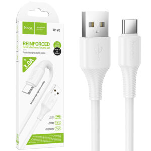 Hoco (X120) » Cablu Date si Incarcare, USB la USB-C, 3A, 1m, WHITE