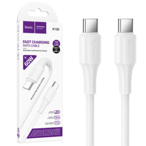 Hoco (X120) » Cablu Date si Incarcare, USB-C, PD60W, QC3.0, Fast, 1m, WHITE
