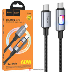 Hoco (U144) » Cablu Date si Incarcare, USB-C, PD60W, LED Hollow, FastCharge, 1.2m, BLACK
