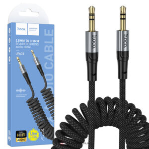 Hoco (UPA33) » Cablu Audio, Jack 3.5mm (M) la Jack 3.5mm (M), Hi-Fi, Spring, Braided, 1.5m, BLACK