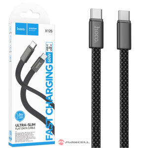 Hoco (X125) » Cablu Date si Incarcare, USB-C, PD60W, 3A, Flat, FastCharge, 1m, BLACK