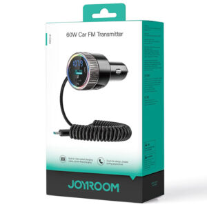Joyroom (CCB02) » Modulator FM/Incarcator Auto, PD48W, 1xUSB-C, 1xUSB, Coiled, BLACK
