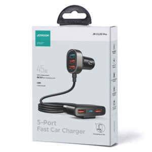Joyroom (JR-CL03 Pro) - Incarcator Auto Cu Fir, 45W, 5xUSB-A, Black