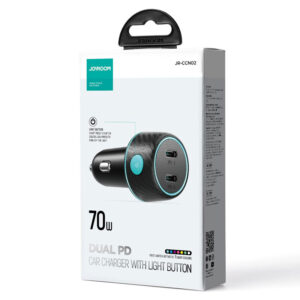 Joyroom (JR-CCN02) - Incarcator Auto, 70W, 2xUSB-C, PD, Multicolor Ambient, Black