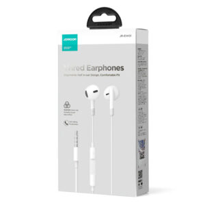 Joyroom (JR-EW01) - Casti cu Fir, In Ear, 3.5mm, 1.2m, Mic & Volume Key, HiFi, White