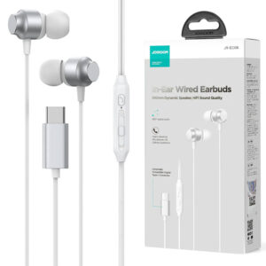 Joyroom (JR-EC06) - Casti cu Fir, In Ear, USB-C, 1.2m, Mic & Volume Key, HiFi | Silver